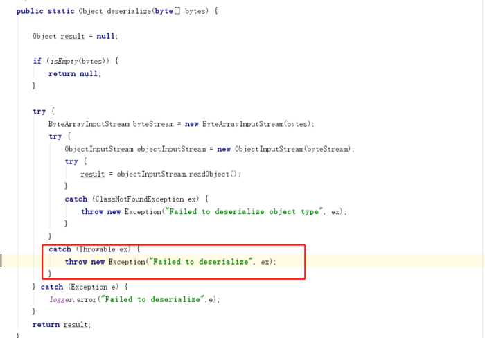 shiro使用redis作为缓存，出现要清除缓存时报错 java.lang.Exception: Failed to deserialize 	at org.crazycake.shiro.SerializeUtils.deserialize(SerializeUtils.java:41) ~[shiro-redis-2.4.2.1-RELEASE.jar:na]